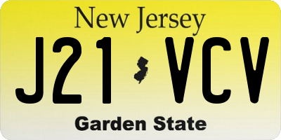 NJ license plate J21VCV