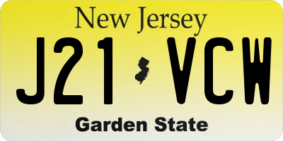 NJ license plate J21VCW