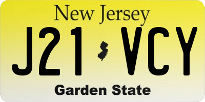NJ license plate J21VCY