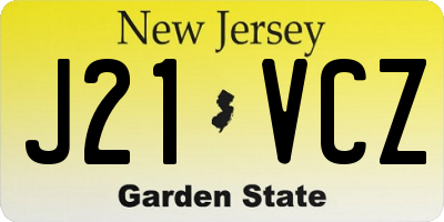 NJ license plate J21VCZ
