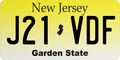 NJ license plate J21VDF