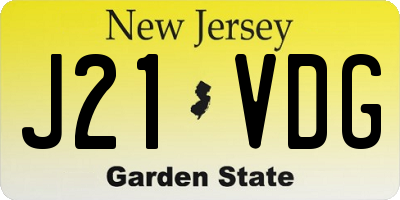 NJ license plate J21VDG