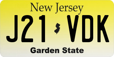 NJ license plate J21VDK