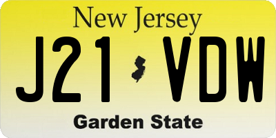 NJ license plate J21VDW