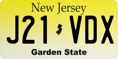 NJ license plate J21VDX