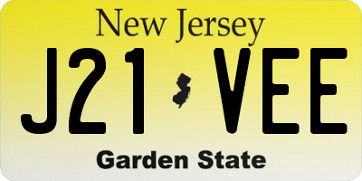 NJ license plate J21VEE