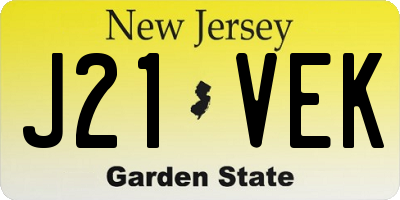 NJ license plate J21VEK