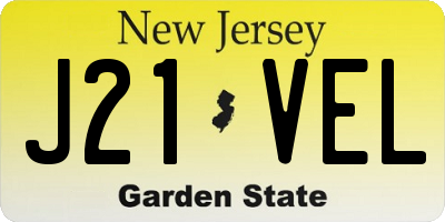 NJ license plate J21VEL