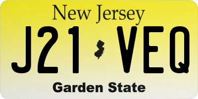 NJ license plate J21VEQ