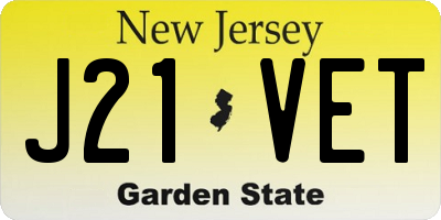 NJ license plate J21VET
