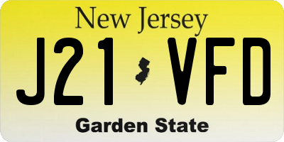 NJ license plate J21VFD