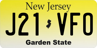 NJ license plate J21VFO