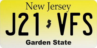 NJ license plate J21VFS