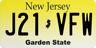 NJ license plate J21VFW