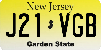 NJ license plate J21VGB
