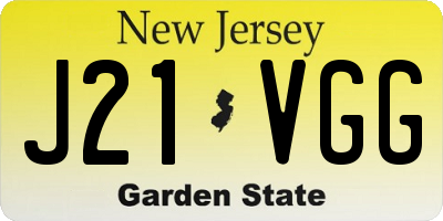 NJ license plate J21VGG