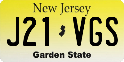 NJ license plate J21VGS