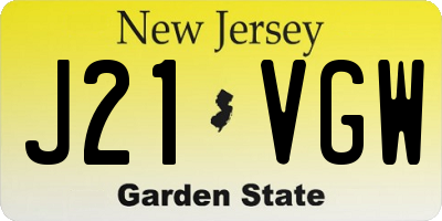 NJ license plate J21VGW