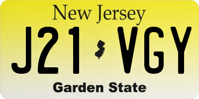 NJ license plate J21VGY