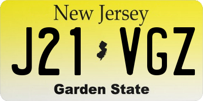 NJ license plate J21VGZ