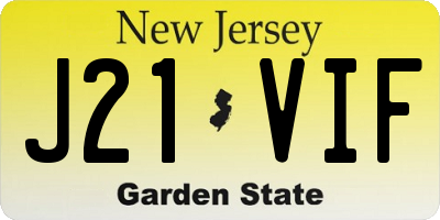 NJ license plate J21VIF