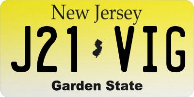 NJ license plate J21VIG