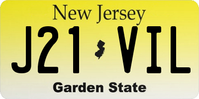 NJ license plate J21VIL