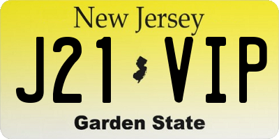 NJ license plate J21VIP