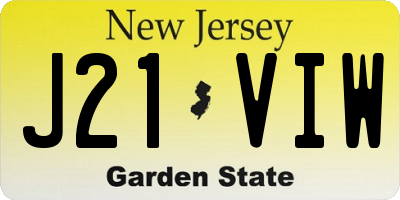 NJ license plate J21VIW