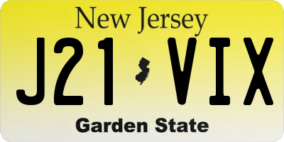 NJ license plate J21VIX