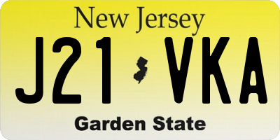NJ license plate J21VKA