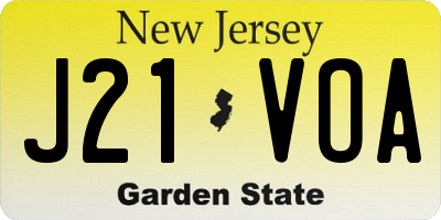 NJ license plate J21VOA