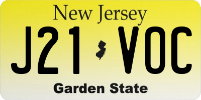 NJ license plate J21VOC