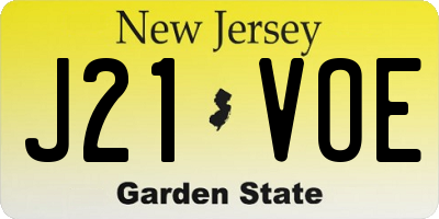 NJ license plate J21VOE