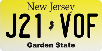 NJ license plate J21VOF