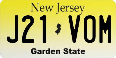NJ license plate J21VOM