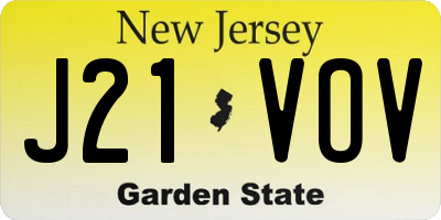 NJ license plate J21VOV