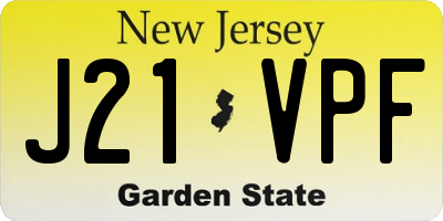 NJ license plate J21VPF