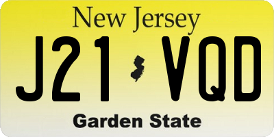 NJ license plate J21VQD