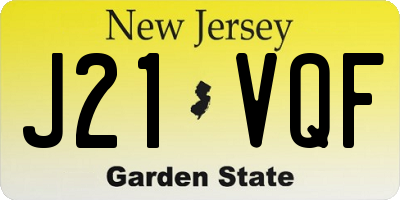 NJ license plate J21VQF