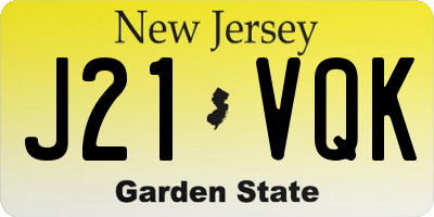 NJ license plate J21VQK