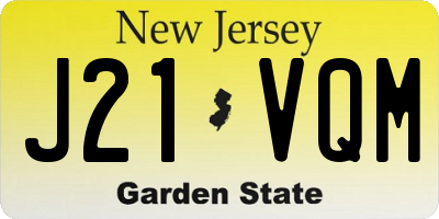 NJ license plate J21VQM
