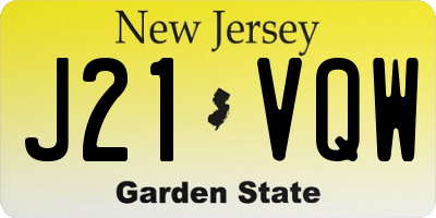 NJ license plate J21VQW