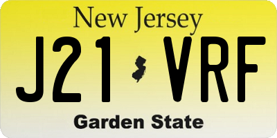 NJ license plate J21VRF