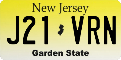 NJ license plate J21VRN