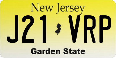 NJ license plate J21VRP