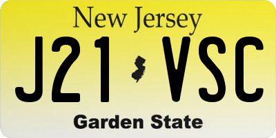 NJ license plate J21VSC