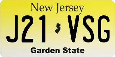 NJ license plate J21VSG