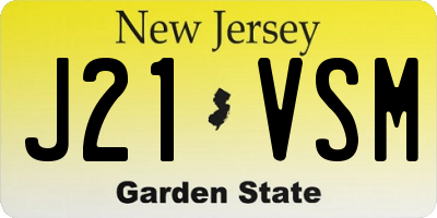 NJ license plate J21VSM