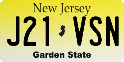 NJ license plate J21VSN